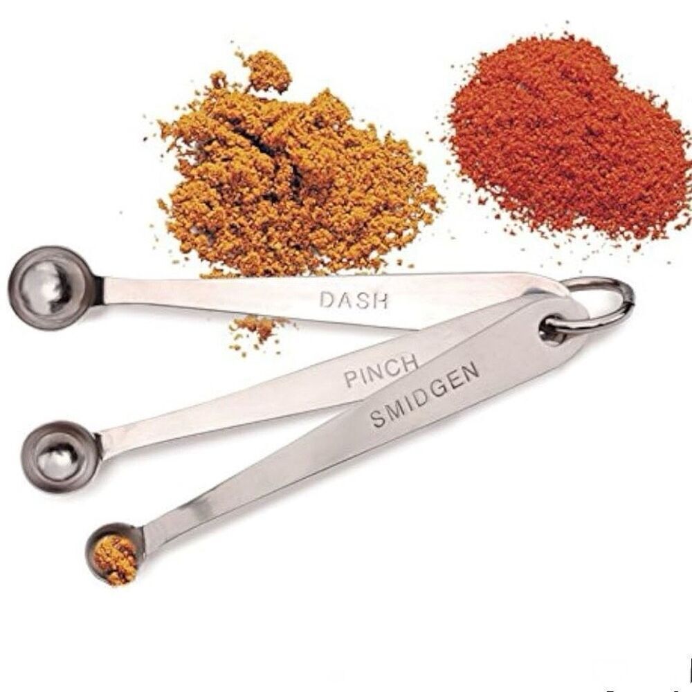 NWT RSVP Gorgeous 3 Pcs Stainless Steel Measuring Spoons ,Smidgen, Dash, Pinch